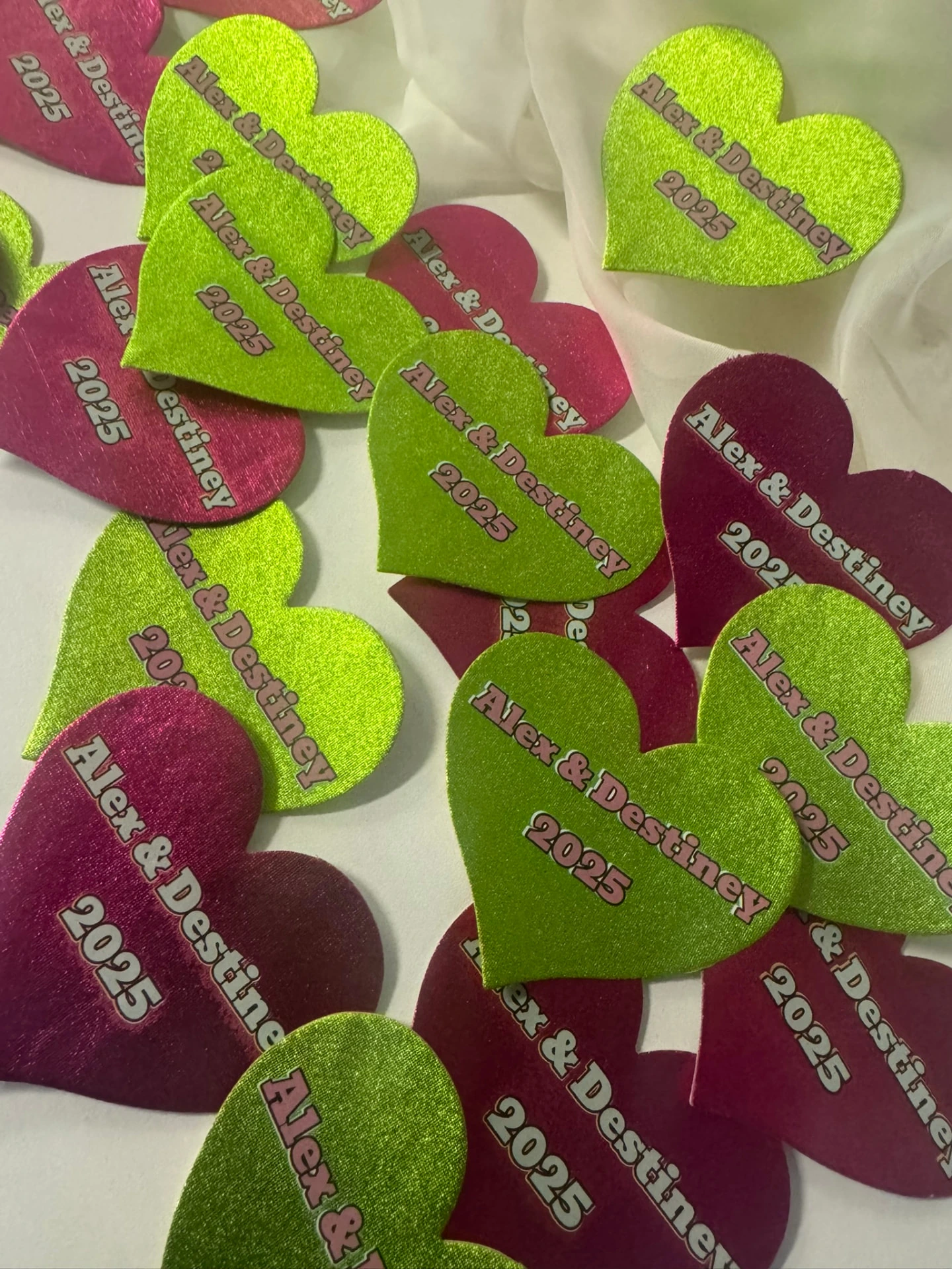 Heart pasties personalized with names and a wedding year