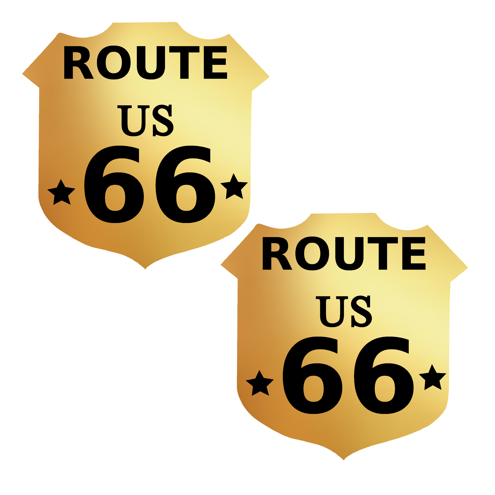 Metallic Gold Route 66 Badge
