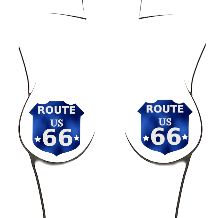 Metallic Blue Route 66 Badge