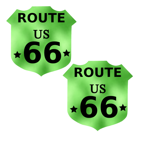 Metallic Light Green Route 66 Badge