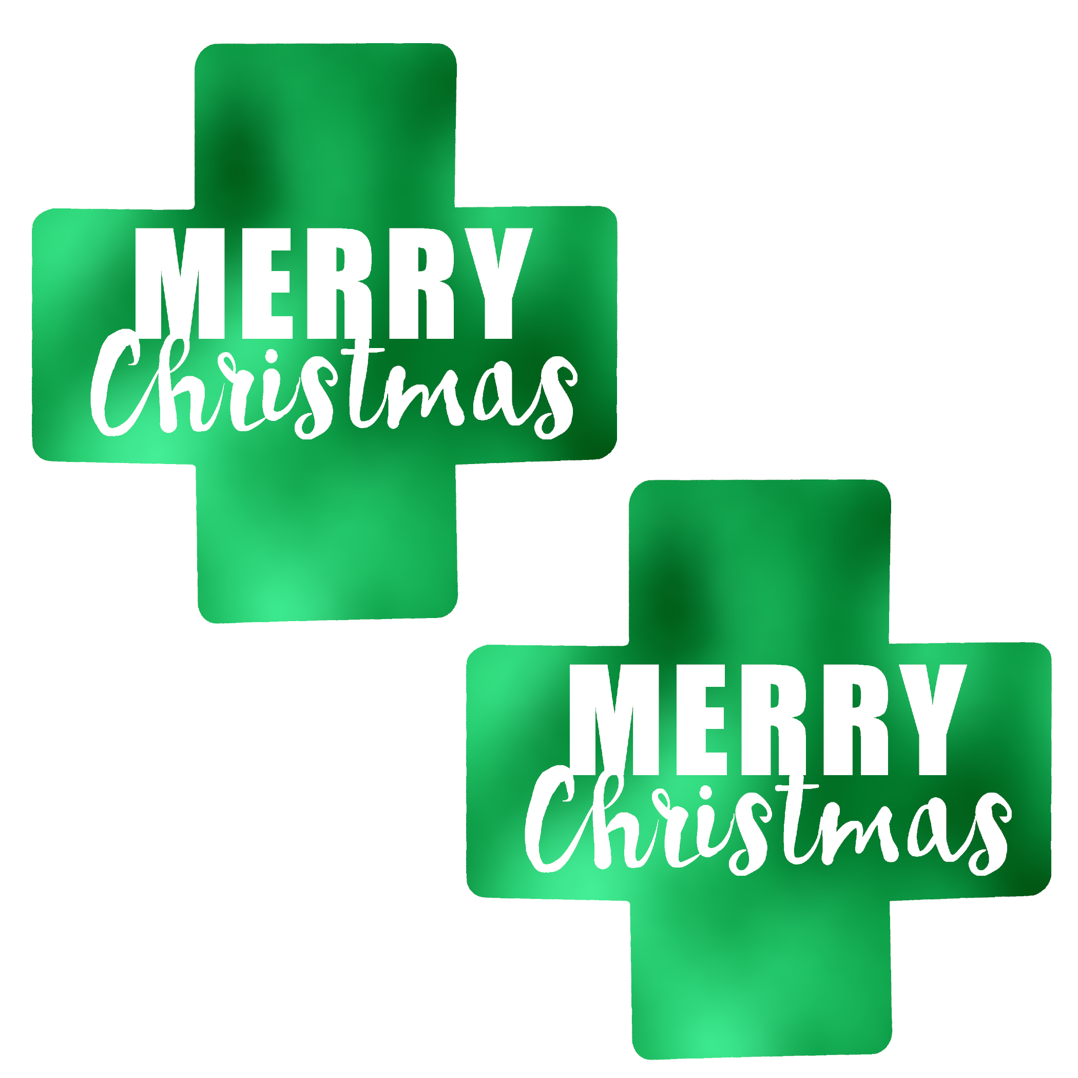 Metallic Green Merry Christmas Cross