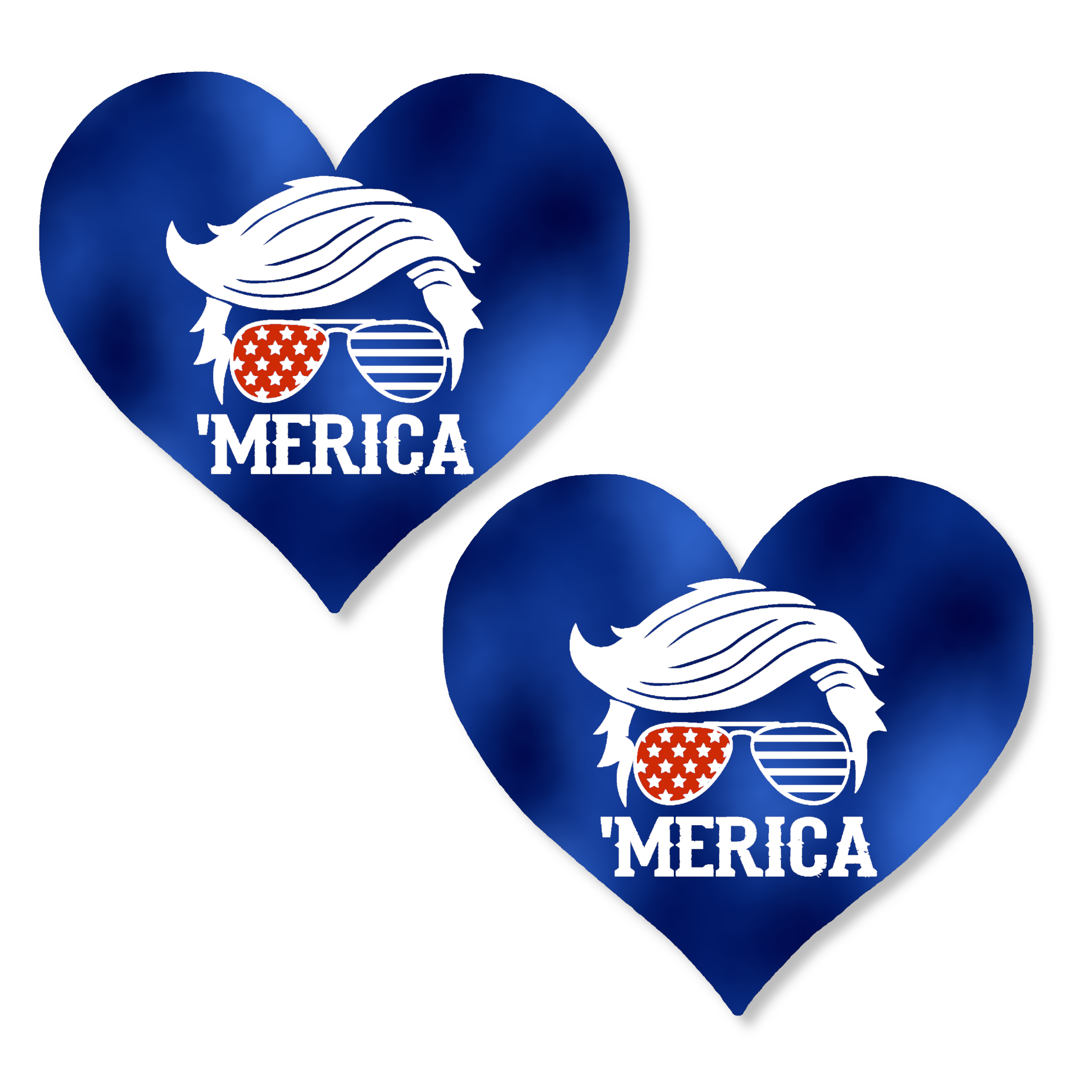 Metallic Blue Merica Trump Heart