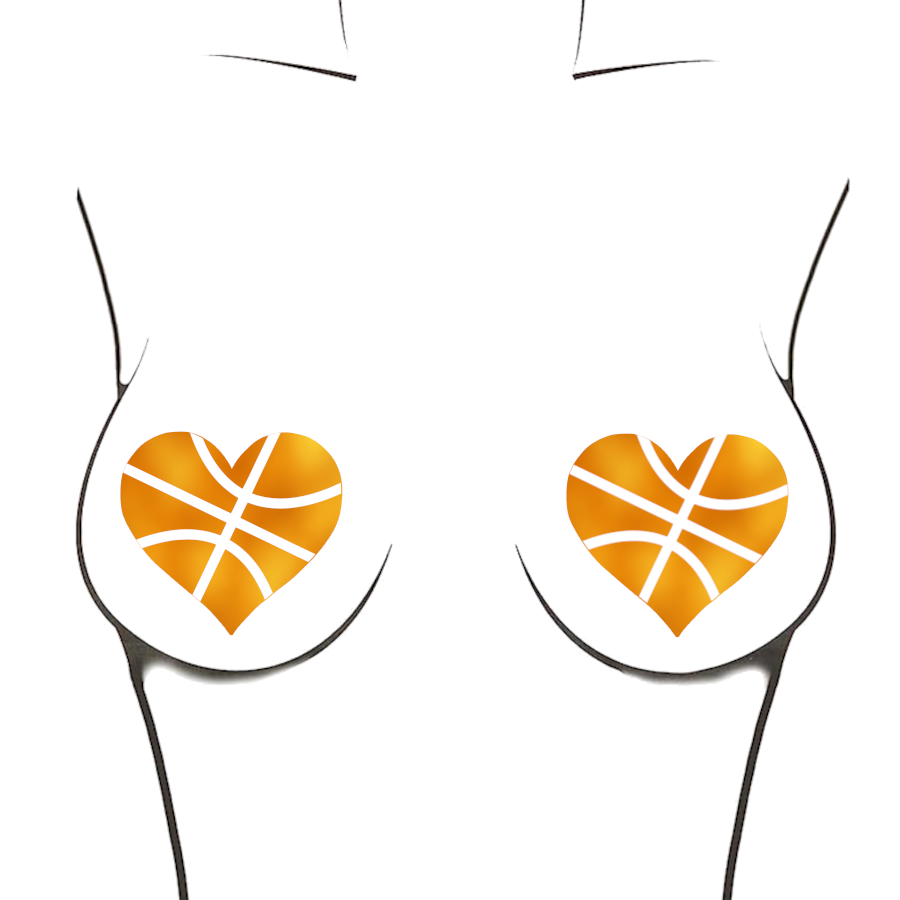 Metallic Orange Basketball Heart