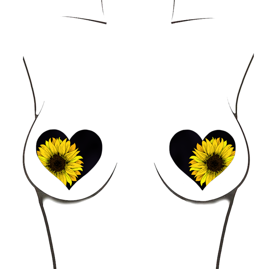 Metallic Black Sunflower Heart