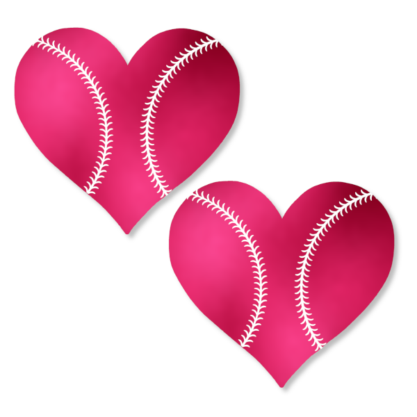 Metallic Pink Baseball Heart