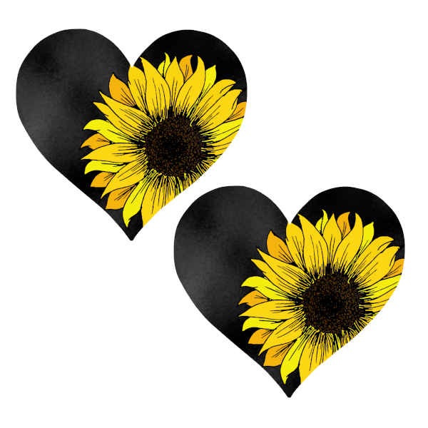 Metallic Black Sunflower Heart