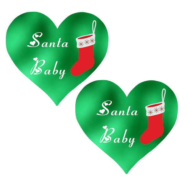 Metallic Green Santa Baby Heart