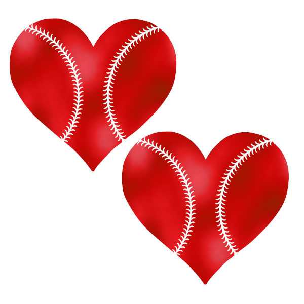Metallic Red Baseball Heart