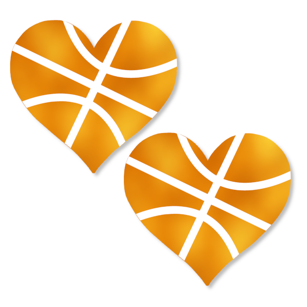 Metallic Orange Basketball Heart