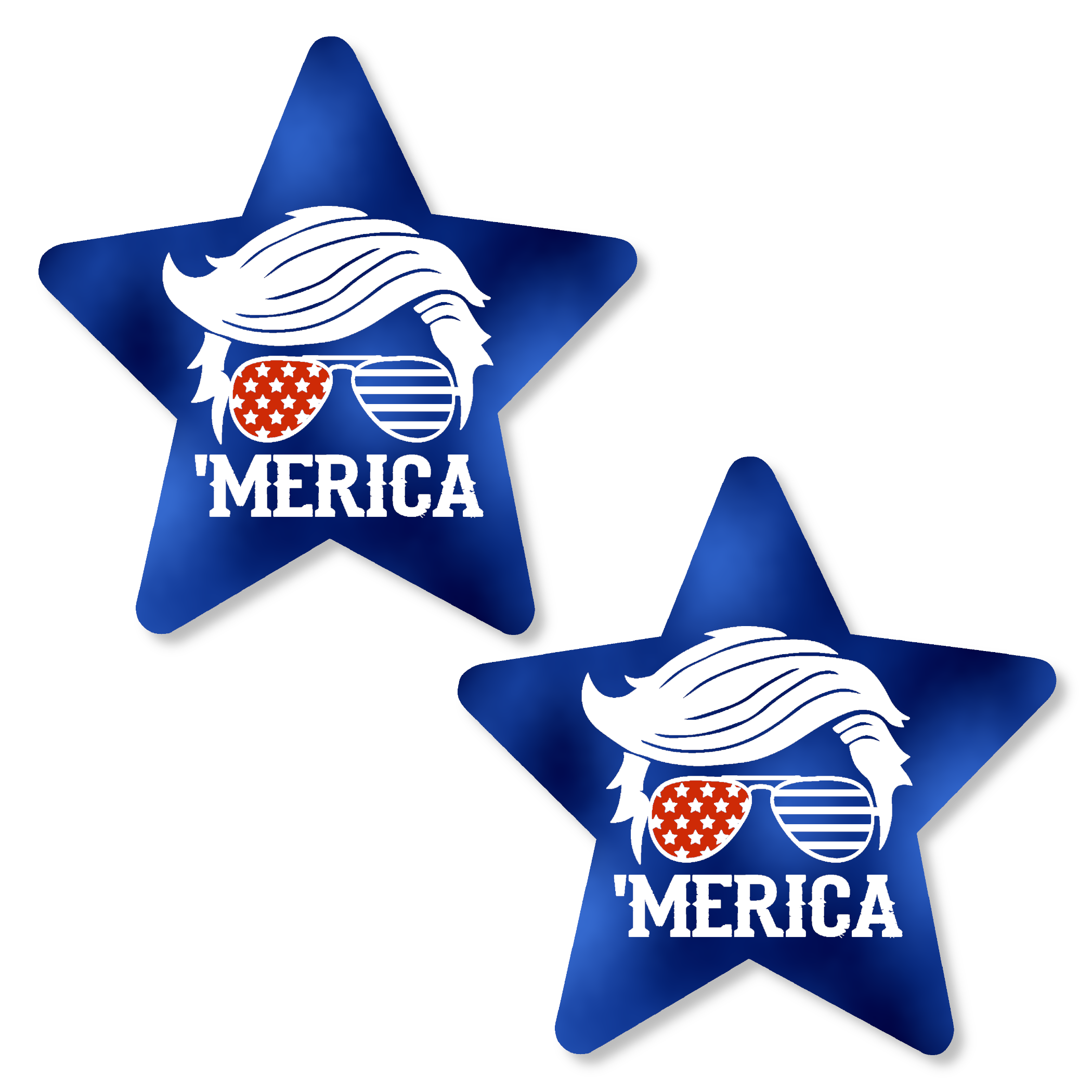 Metallic Blue Merica Trump Star